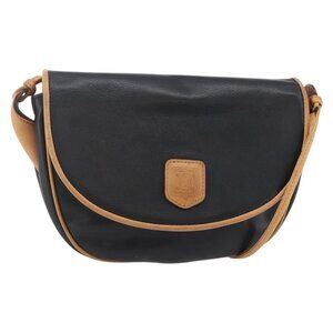 Authentic CELINE Shoulder Bag Leather Black Gold